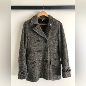 Tweed-blend Womens Pea Coat
